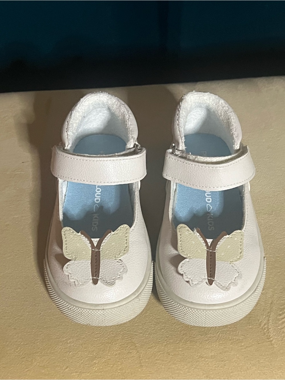 Toddler White Butterfly Mary Jane Dress Shoes with Velcro Strap